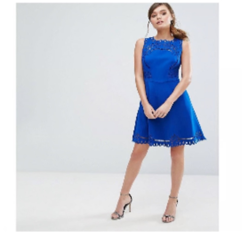 Ted Baker Verony Cutwork Skater Dress in Royal Blue